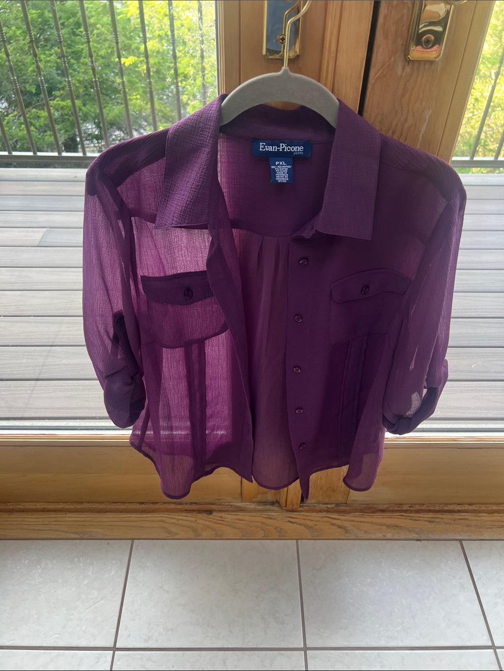 Evan-Picone sheer long sleeve shirt